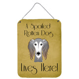 Caroline'S Treasures Bb1477Ds1216 Saluki Spoiled Dog Lives Here Wall Or Door Hanging Prints, 16 X 12, Multicolor