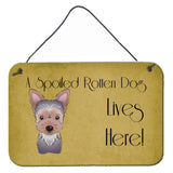 Caroline'S Treasures Bb1480Ds812 Yorkie Puppy Spoiled Dog Lives Here Wall Or Door Hanging Prints, 8 X 12, Multicolor
