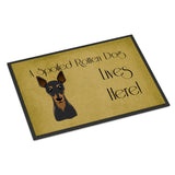 Caroline'S Treasures Bb1488Mat Min Pin Spoiled Dog Lives Here Indoor Or Outdoor Mat, 18 X 27, Multicolor