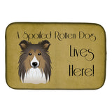 Caroline'S Treasures Sheltie Spoiled Dog Lives Here Dish Drying Mat, 14 X 21