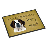 Caroline'S Treasures Bb1494Mat Saint Bernard Spoiled Dog Lives Here Indoor Or Outdoor Mat, 18 X 27, Multicolor