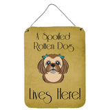 Caroline'S Treasures Bb1497Ds1216 Chocolate Brown Shih Tzu Spoiled Dog Lives Here Wall Or Door Hanging Prints, 16 X 12, Mu
