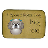 Caroline'S Treasures Gray Silver Shih Tzu Spoiled Dog Lives Here Dish Drying Mat, 14 X 21
