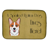 Caroline'S Treasures Red Corgi Spoiled Dog Lives Here Dish Drying Mat, 14 X 21
