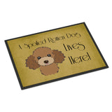 Caroline'S Treasures Bb1504Mat Chocolate Brown Poodle Spoiled Dog Lives Here Indoor Or Outdoor Mat, 18 X 27, Multicolor