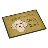 Caroline'S Treasures Bb1506Mat Buff Poodle Spoiled Dog Lives Here Indoor Or Outdoor Mat, 18 X 27, Multicolor