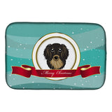 Caroline'S Treasures Longhair Black And Tan Dachshund Merry Christmas Dish Drying Mat, 14 X 21