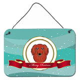 Caroline'S Treasures Longhair Red Dachshund Merry Christmas Wall Or Door Hanging Prints Bb1524Ds812, 8Hx12W