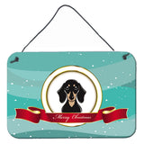 Caroline'S Treasures Smooth Black And Tan Dachshund Merry Christmas Wall Or Door Hanging Prints Bb1525Ds812, 8Hx12W, Multicolo
