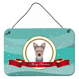 Caroline'S Treasures Yorkie Puppy Merry Christmas Wall Or Door Hanging Prints Bb1542Ds812, 8Hx12W