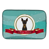 Caroline'S Treasures Min Pin Merry Christmas Dish Drying Mat, 14 X 21