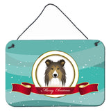 Caroline'S Treasures Sheltie Merry Christmas Wall Or Door Hanging Prints Bb1552Ds812, 8Hx12W