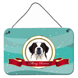 Caroline'S Treasures Saint Bernard Merry Christmas Wall Or Door Hanging Prints Bb1556Ds812, 8Hx12W