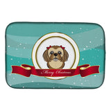 Caroline'S Treasures Chocolate Brown Shih Tzu Merry Christmas Dish Drying Mat, 14 X 21