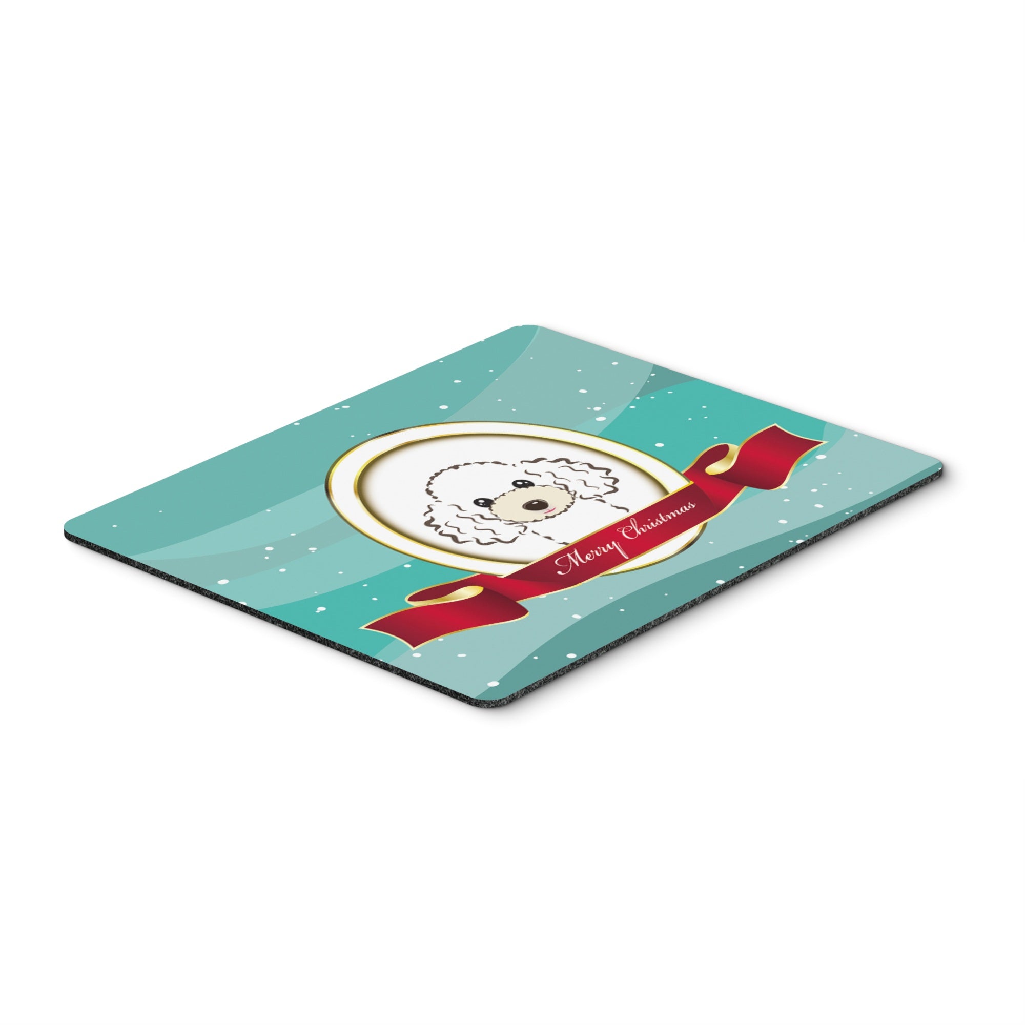 Caroline'S Treasures White Poodle Merry Christmas Mouse Pad, Hot Pad Or Trivet, Multicolor (Bb1567Mp)