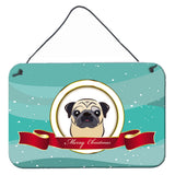 Caroline'S Treasures Fawn Pug Merry Christmas Wall Or Door Hanging Prints Bb1572Ds812, 8Hx12W, Multicolor