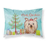 Caroline'S Treasures Bb1576Pillowcase Christmas Tree And Yorkie Yorkshire Terrier Fabric Standard Pillowcase, Large, Multicolo