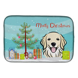Caroline'S Treasures Christmas Tree And Golden Retriever Dish Drying Mat, 14 X 21