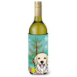 Caroline'S Treasures Bb1577Literk Christmas Tree And Golden Retriever Wine Bottle Koozie Hugger, 750 Ml, Multicolor
