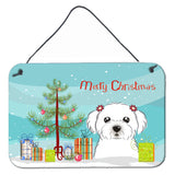 Caroline'S Treasures Christmas Tree And Maltese Wall Or Door Hanging Prints Bb1580Ds812, 8Hx12W, Multicolor