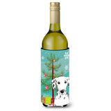Caroline'S Treasures Christmas Tree And Dalmatian Wine Bottle Koozie Hugger, 750 Ml, Multicolor