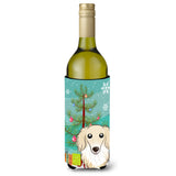 Caroline'S Treasures Christmas Tree And Longhair Creme Dachshund Wine Bottle Koozie Hugger, 750 Ml, Multicolor