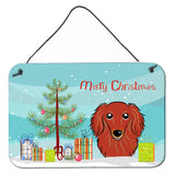 Caroline'S Treasures Christmas Tree And Longhair Red Dachshund Wall Or Door Hanging Prints Bb1586Ds812, 8Hx12W, Multicolor