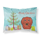Caroline'S Treasures Bb1586Pillowcase Christmas Tree And Longhair Red Dachshund Fabric Standard Pillowcase, Large, Multicolor,
