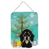 Caroline'S Treasures Christmas Tree And Smooth Black And Tan Dachshund Wall Or Door Hanging Prints Bb1587Ds1216, 16Hx12W, Mult