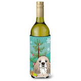 Caroline'S Treasures Christmas Tree And Cocker Spaniel Wine Bottle Koozie Hugger, 750 Ml, Multicolor