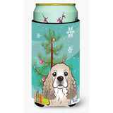 Caroline'S Treasures Christmas Tree And Cocker Spaniel Tall Boy Koozie Hugger, Multicolor