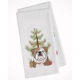 Christmas Tree And English Bulldog White Kitchen Towel Set Of 2