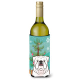 Caroline'S Treasures Christmas Tree And White English Bulldog Wine Bottle Koozie Hugger, 750 Ml, Multicolor