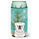 Caroline'S Treasures Christmas Tree And White English Bulldog Tall Boy Koozie Hugger, Multicolor