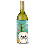 Caroline'S Treasures Christmas Tree And Pekingese Wine Bottle Koozie Hugger, 750 Ml, Multicolor