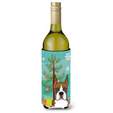 Caroline'S Treasures Christmas Tree And Boxer Wine Bottle Koozie Hugger, 750 Ml, Multicolor
