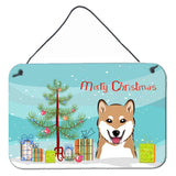 Caroline'S Treasures Christmas Tree And Shiba Inu Wall Or Door Hanging Prints Bb1597Ds812, 8Hx12W