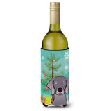 Caroline'S Treasures Christmas Tree And Weimaraner Wine Bottle Koozie Hugger, 750 Ml, Multicolor