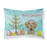 Caroline'S Treasures Bb1605Pillowcase Christmas Tree And Wirehaired Dachshund Fabric Standard Pillowcase, Large, Multicolor