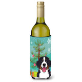 Caroline'S Treasures Christmas Tree And Bernese Mountain Dog Wine Bottle Koozie Hugger, 750 Ml, Multicolor