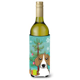 Caroline'S Treasures Christmas Tree And Beagle Wine Bottle Koozie Hugger, 750 Ml, Multicolor
