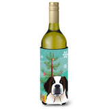 Caroline'S Treasures Christmas Tree And Saint Bernard Wine Bottle Koozie Hugger, 750 Ml, Multicolor