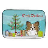 Caroline'S Treasures Christmas Tree And Papillon Dish Drying Mat, 14 X 21