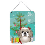 Caroline'S Treasures Christmas Tree And Gray Silver Shih Tzu Wall Or Door Hanging Prints Bb1622Ds1216, 16Hx12W, Multicolor