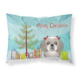 Caroline'S Treasures Bb1622Pillowcase Christmas Tree And Gray Silver Shih Tzu Fabric Standard Pillowcase, Large, Multicolor