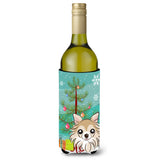Caroline'S Treasures Christmas Tree And Chihuahua Wine Bottle Koozie Hugger, 750 Ml, Multicolor