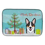 Caroline'S Treasures Christmas Tree And Tricolor Corgi Dish Drying Mat, 14 X 21