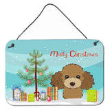 Caroline'S Treasures Christmas Tree And Chocolate Brown Poodle Wall Or Door Hanging Prints Bb1628Ds812, 8Hx12W