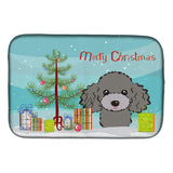 Caroline'S Treasures Christmas Tree And Silver Gray Poodle Dish Drying Mat, 14 X 21
