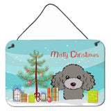 Caroline'S Treasures Christmas Tree And Silver Gray Poodle Wall Or Door Hanging Prints Bb1631Ds812, 8Hx12W